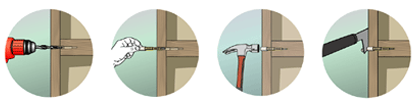 Set of Steps to Dowel and Drill Bit Usage
